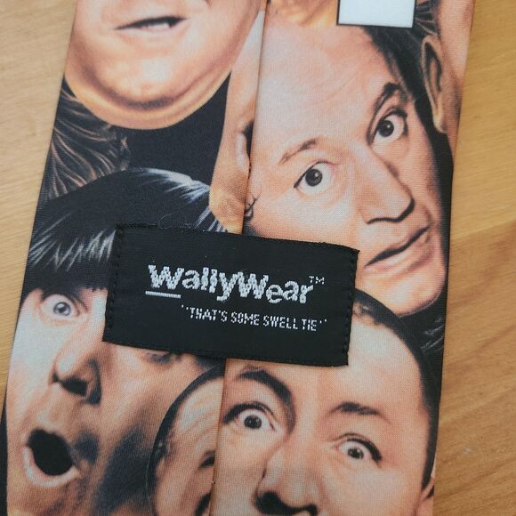 Wally Wear Vintage 90s Three Stooges Faces Collage All Over Mens Neck Tie 1997 - Picture 6 of 7